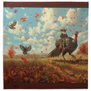 Pilgrims Ride Turkeys Cloth Napkin