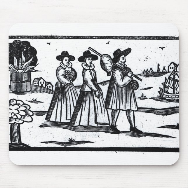 Pilgrims set sail on the Mayflower Mouse Pad (Front)