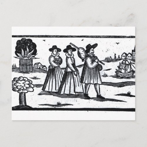 Pilgrims set sail on the Mayflower Postcard