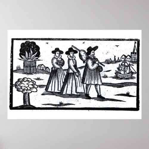 Pilgrims set sail on the Mayflower Poster