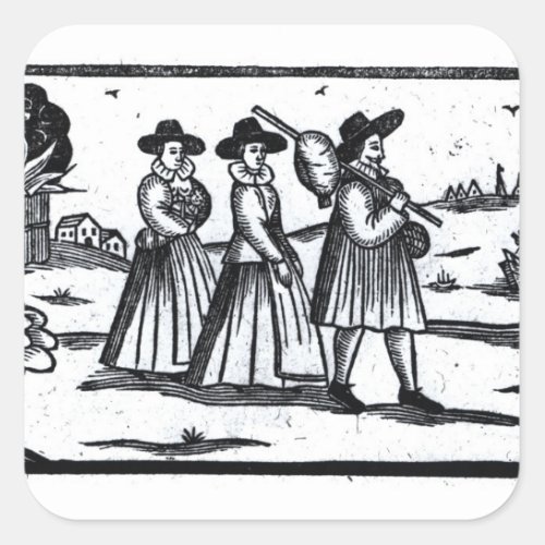 Pilgrims set sail on the Mayflower Square Sticker
