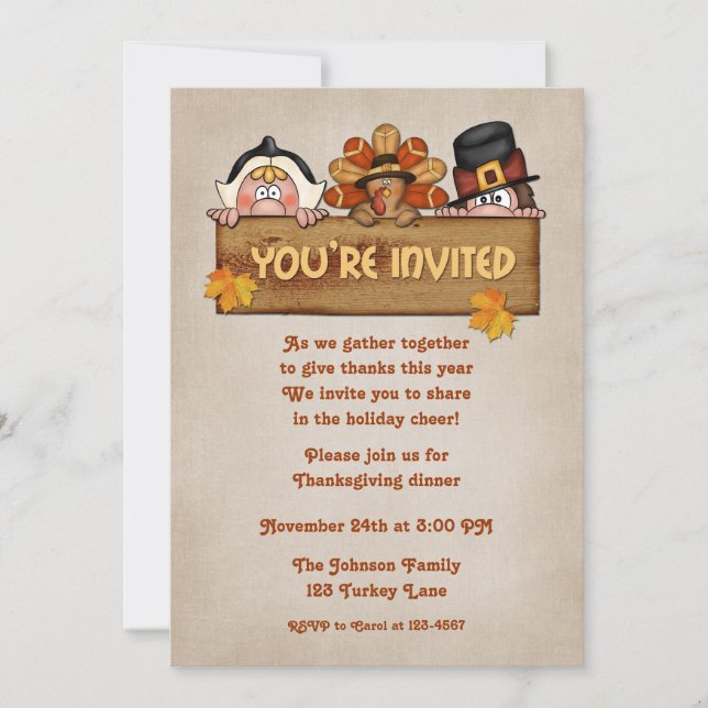 Pilgrims Thanksgiving Invitation (Front)