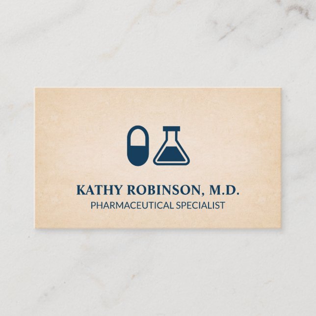 Pill and Beaker | Pharmaceutical Appointment Card (Front)