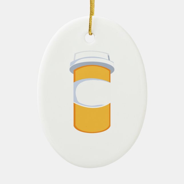 Pill Bottle Ceramic Ornament (Front)