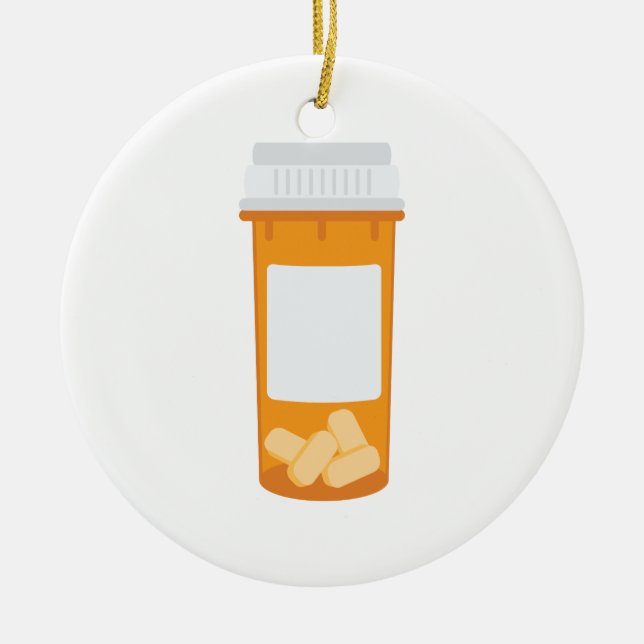 Pill Bottle Ceramic Ornament (Front)