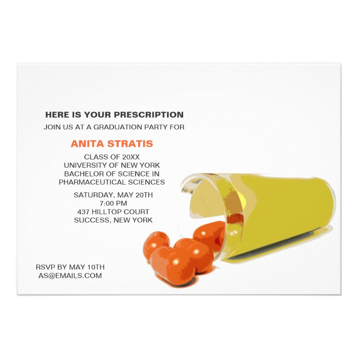 Pill Bottle Pharmacist Graduation Invitation