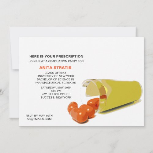 Pill Bottle Pharmacist Graduation Invitation