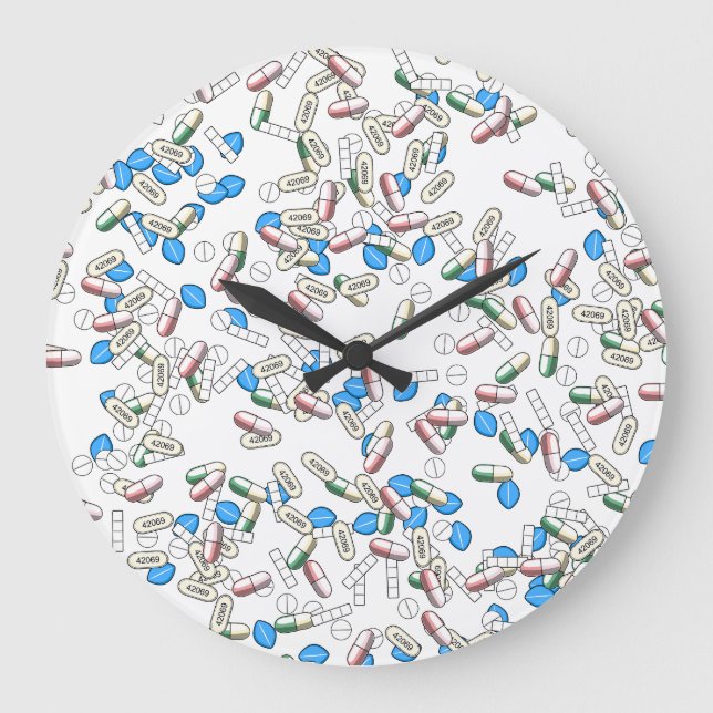 Pill Sprinkles Pattern Large Clock (Front)