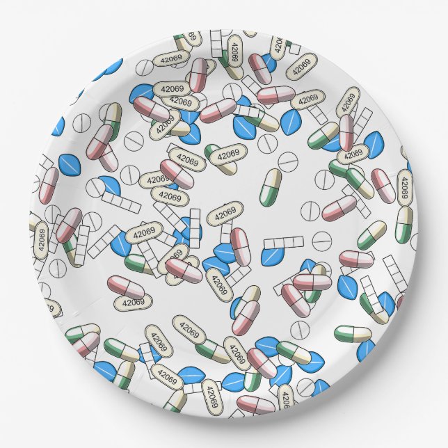 Pill Sprinkles Pattern Paper Plates (Front)