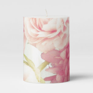 Pillar Candle 3x4-inch Peonies