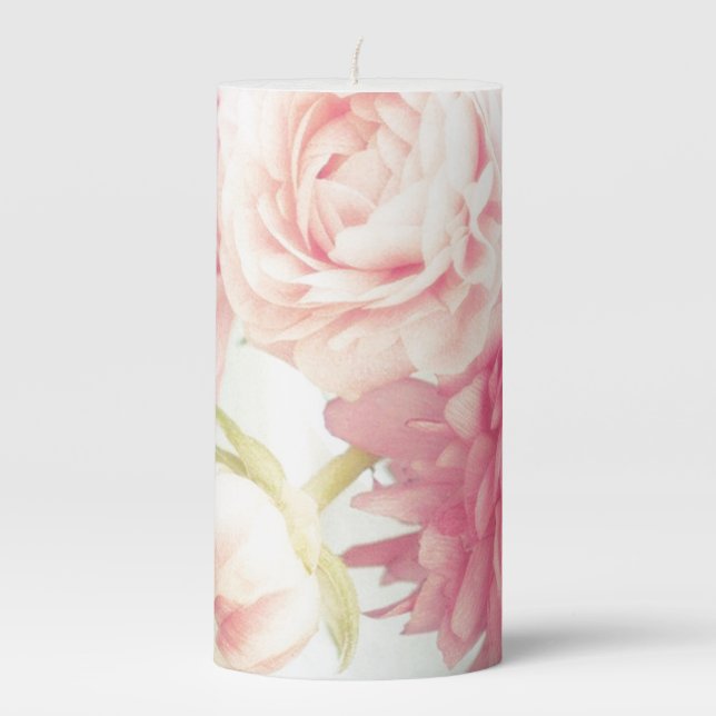 Pillar Candle 3x6-inch Peonies (Front)