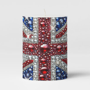 Pillar Candle Abstract design with British Colors