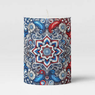 Pillar Candle Abstract design with French Colors