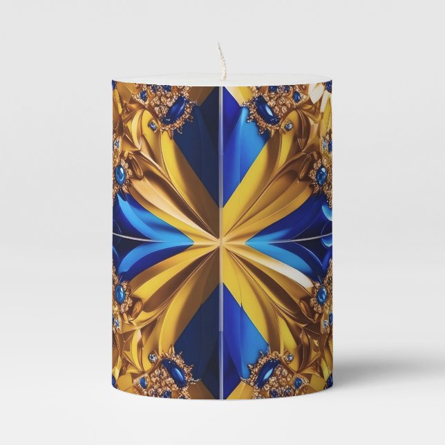Pillar Candle Abstract design with Sweden (Front)