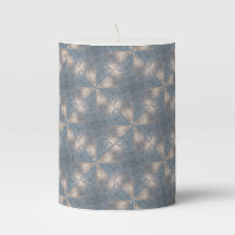 Pillar Candle Blue Diamond Pattern