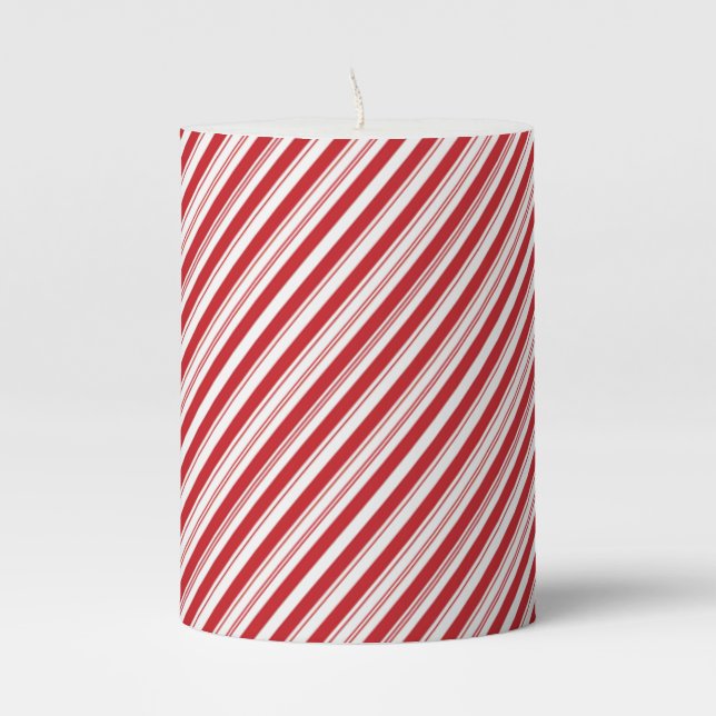 Pillar Candle-Candy Cane Stripes Candle (Front)