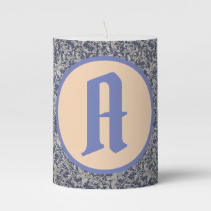 Pillar Candle CUSTOM INITIAL DAMASK DESIGN