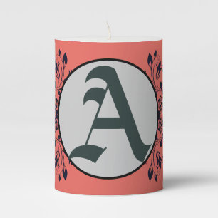 Pillar Candle CUSTOM INITIAL IN PINK