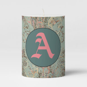Pillar Candle CUSTOM INITIAL INDIAN PRINT