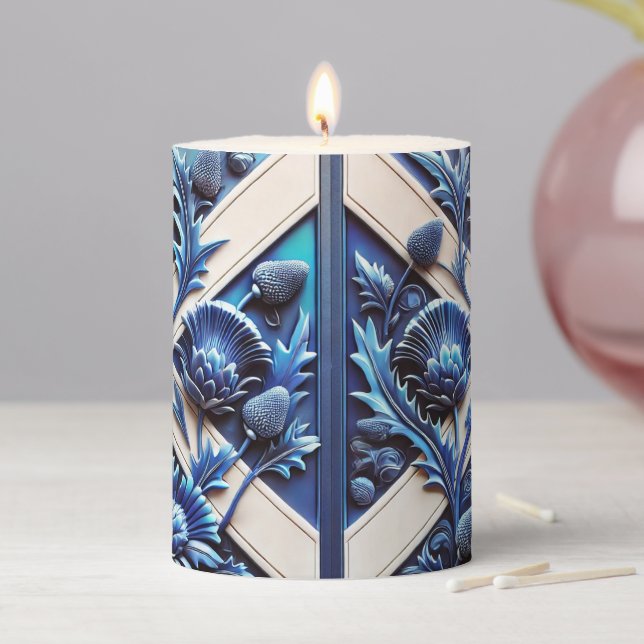 Pillar Candle design with Scottish Thistles (In Situ)