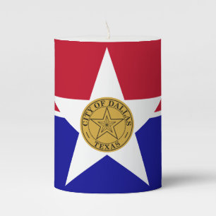 Pillar Candle flag of Dallas, USA