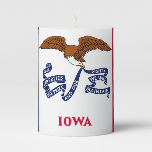 Pillar Candle flag of Iowa State USA