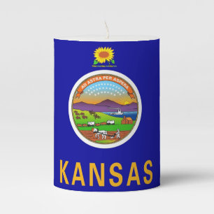 Pillar Candle flag of Kansas State, USA