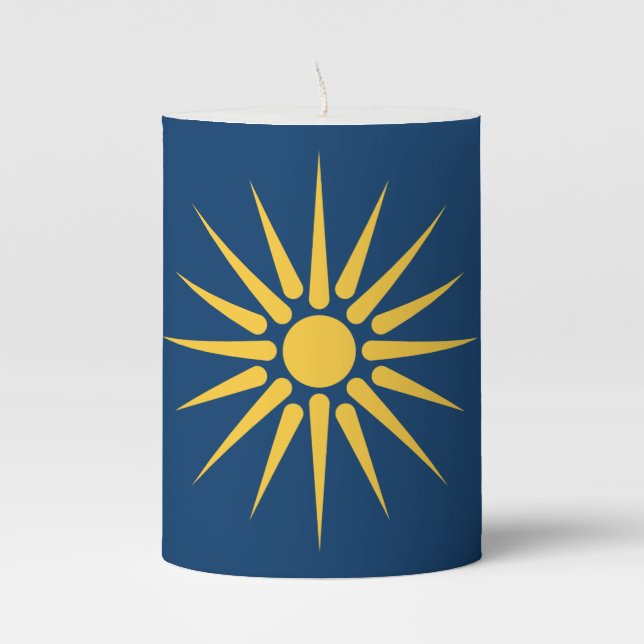 Pillar Candle flag of Macedonia, Greece (Front)