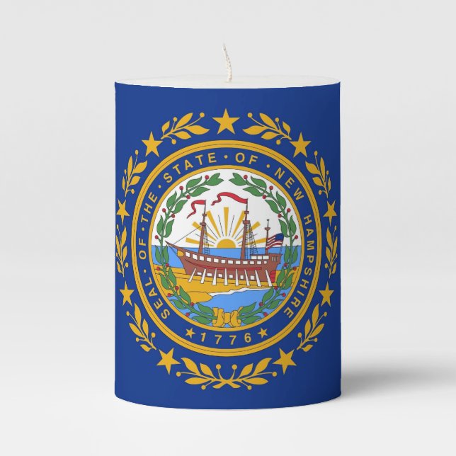 Pillar Candle flag of New Hampshire State, USA (Front)