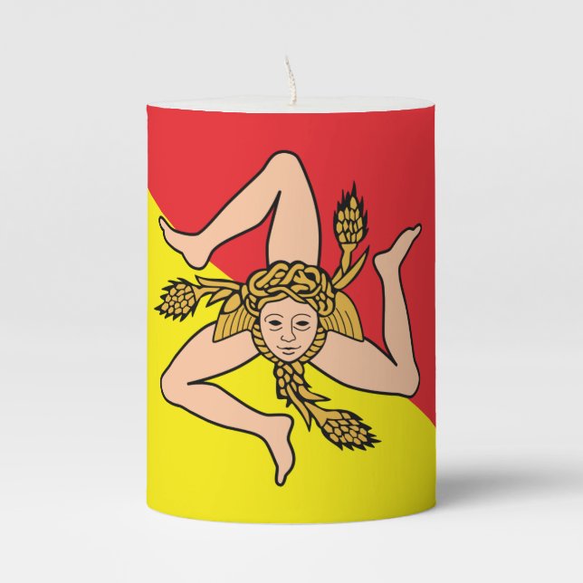 Pillar Candle flag of Sicily, Italy (Front)