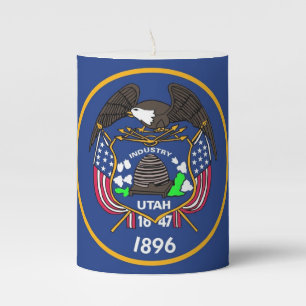 Pillar Candle flag of Utah State, USA