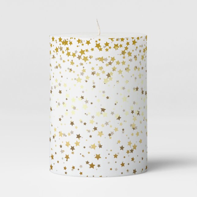 Pillar Candle-Gold Stars Pillar Candle (Front)