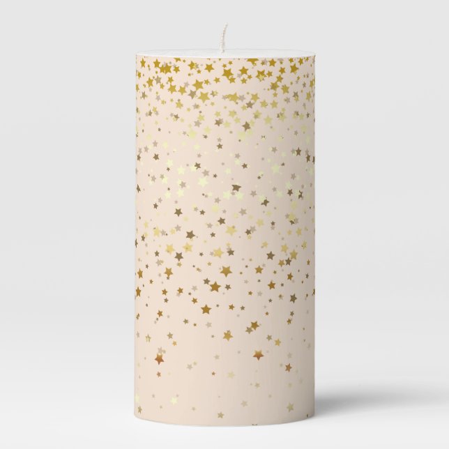 Pillar Candle-Gold Stars Pillar Candle (Front)