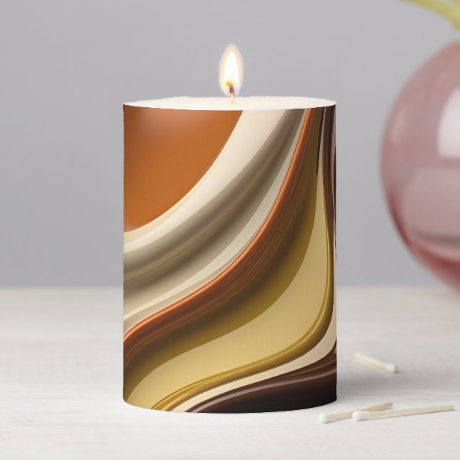 Pillar candle in stylish abstract graphic (In Situ)