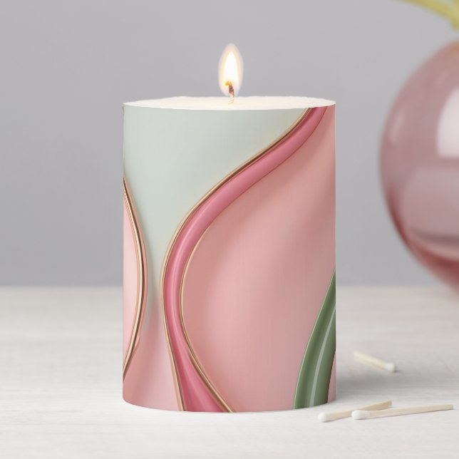 Pillar candle in stylish abstract graphic (In Situ)