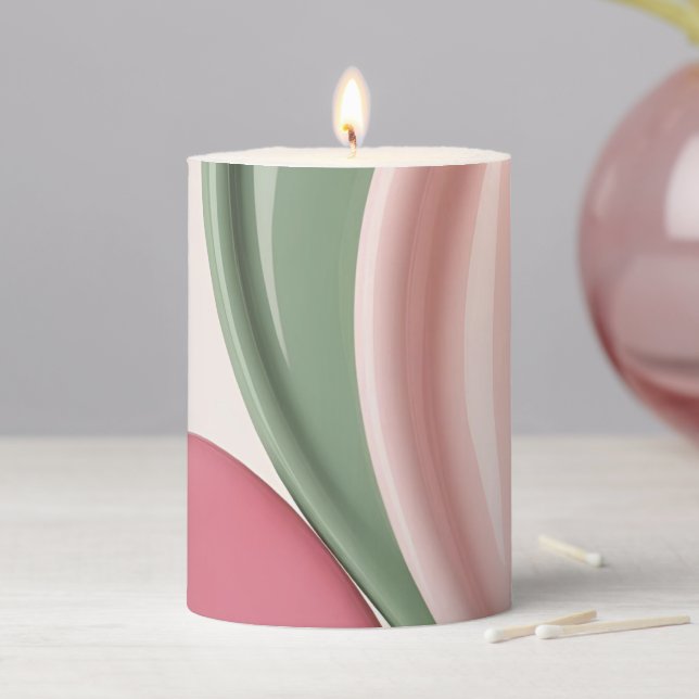 Pillar candle in stylish abstract graphic (In Situ)
