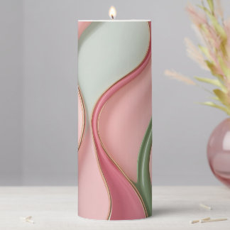 Pillar candle in stylish abstract graphic