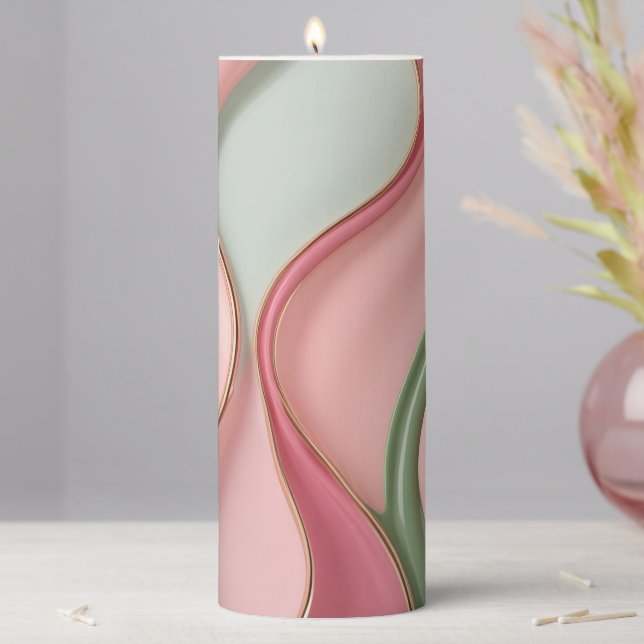 Pillar candle in stylish abstract graphic (In Situ)