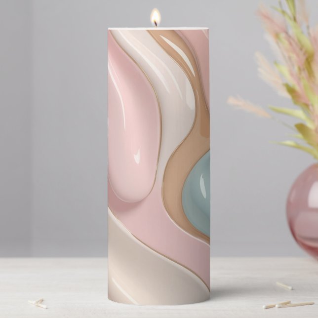 Pillar candle in stylish abstract graphic (In Situ)