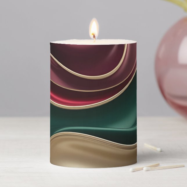 Pillar candle in stylish abstract graphic (In Situ)