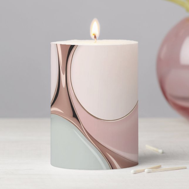 Pillar candle in stylish abstract graphic (In Situ)