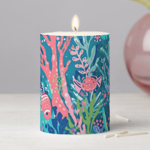 Pillar candle in stylish graphic