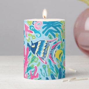 Pillar candle in stylish graphic