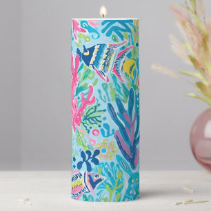 Pillar candle in stylish graphic