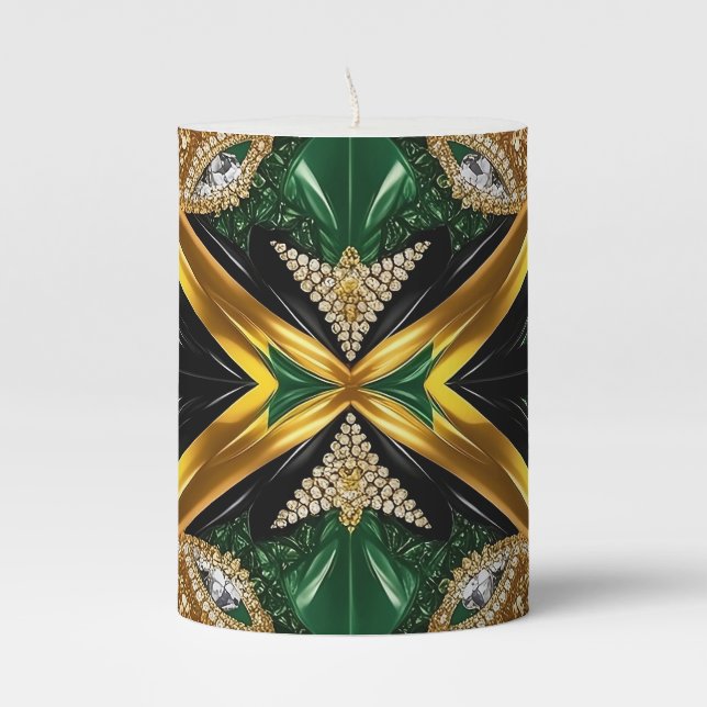 Pillar Candle Jamaican Colors Design (Front)