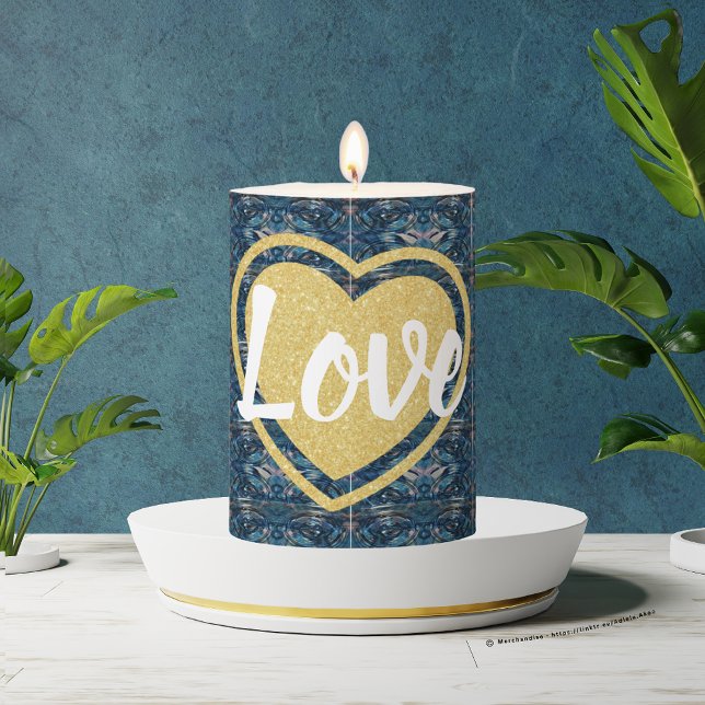 Pillar Candle - LOVE  (Blue Stripe Love Candle by Poet Adiela Akoo. Love it? Get it! Browse my store for more great finds)