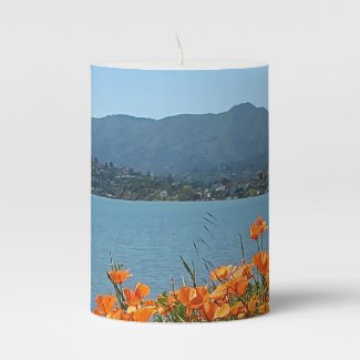 Pillar Candle Mt Tamalpais California Poppies 