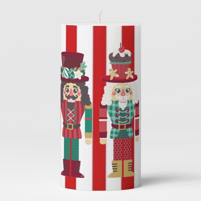 Pillar Candle Nutcrackers Christmas  (Front)