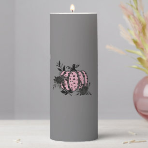Pillar Candle, Pink and Black Leopard Pumpkin Candle