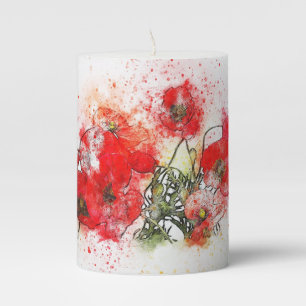 Pillar candle Poppies